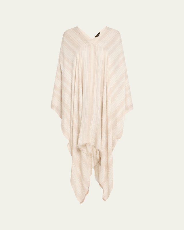 Aida Suitcase Stripe Silk Linen Poncho